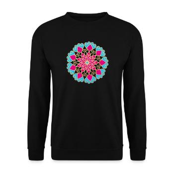 Yoga Mandala Gold Meditation India Ornament Om - Unisex Sweatshirt - black - Front - Alina (178cm) & Michal (187cm)