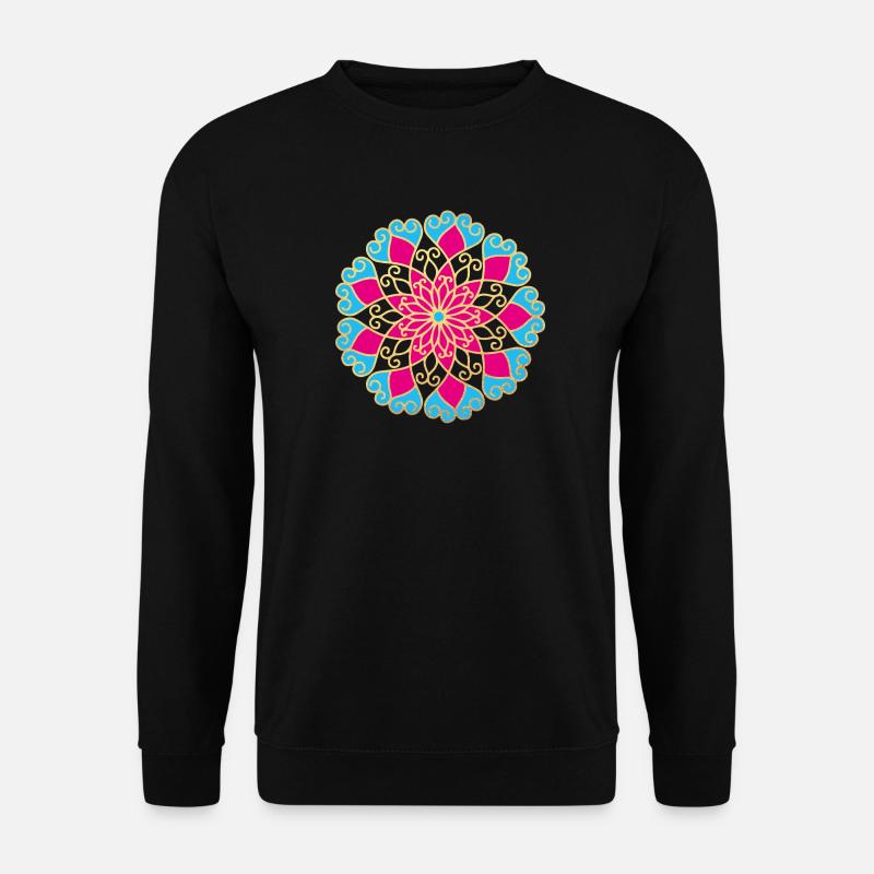 Yoga Mandala Gold Meditation Indien Ornament Om - Unisex Pullover - Schwarz
