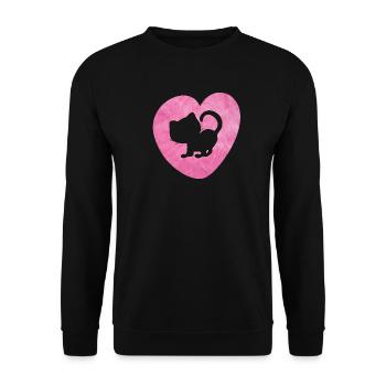 Heart Cat Fur Cat Fluffy Silhouette Love Fan - Unisex Sweatshirt - black - Front - Alina (178cm) & Michal (187cm)