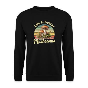 Mushroom Mushrooms - Unisex Sweatshirt - black - Front - Alina (178cm) & Michal (187cm)