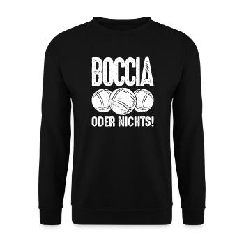 Boccia oder Nichts! Boule Petanque und Boccia - Unisex Pullover - Schwarz - Vorne - Alina (178cm) & Michal (187cm)