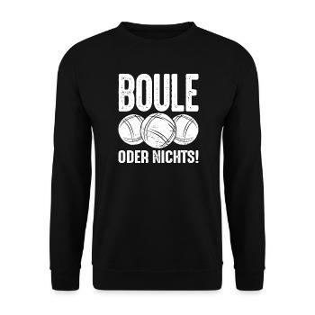 Boule oder Nichts! Bouler Outfit Boule Kugeln - Unisex Pullover - Schwarz - Vorne - Alina (178cm) & Michal (187cm)