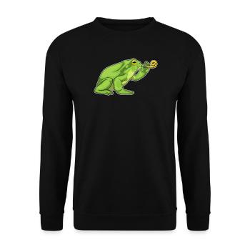 Crapaud d’anniversaire grenouille - Sweat-shirt Unisexe - noir - Devant - Alina (178cm) & Michal (187cm)