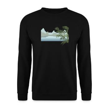 Paysage fluvial avec des feuilles de palmier - Sweat-shirt Unisexe - noir - Devant - Alina (178cm) & Michal (187cm)