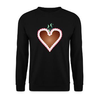 Lebkuchenherz Volksfest mit Zuckerguß und Schleife - Unisex Pullover - Schwarz - Vorne - Alina (178cm) & Michal (187cm)
