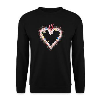 Lebkuchenherz Form fürs Volksfest mit Zuckerguß - Unisex Pullover - Schwarz - Vorne - Alina (178cm) & Michal (187cm)