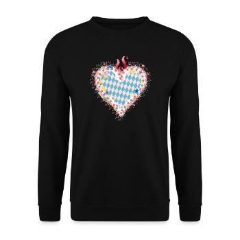 Gingerbread heart shape in blue and white Bavarian style - Unisex Sweatshirt - black - Front - Alina (178cm) & Michal (187cm)