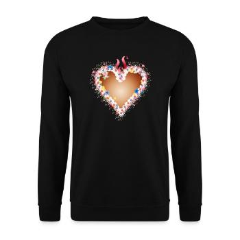 Lebkuchenherz Volksfest mit Zuckerguß und Blüten - Unisex Pullover - Schwarz - Vorne - Alina (178cm) & Michal (187cm)