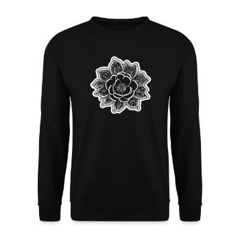 Die Schönheit und der Charme einer einfarbigen Blume - Unisex Pullover - Schwarz - Vorne - Alina (178cm) & Michal (187cm)