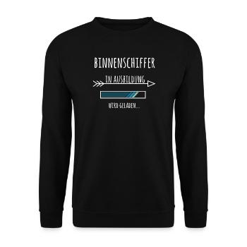 Binnenschiffer Ausbildung Beruf Geschenk - Unisex Pullover - Schwarz - Vorne - Alina (178cm) & Michal (187cm)