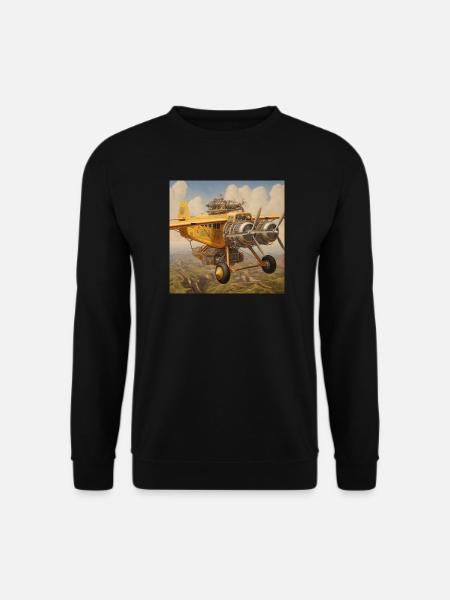 Steampunk Wolkenbomber Flugzeugkunst - Unisex Pullover - Schwarz