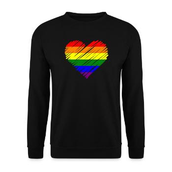 Rainbow Pride Heart - Unisex Sweatshirt - black - Front - Alina (178cm) & Michal (187cm)