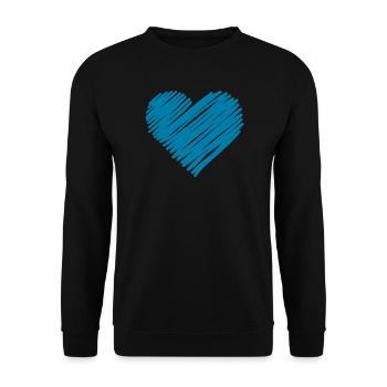 Cœur du Brossage Bleu - Sweat-shirt Unisexe - noir - Devant - Alina (178cm) & Michal (187cm)