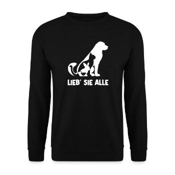 I Love Animals Statement Dog Cat Pets - Unisex Sweatshirt - black - Front - Alina (178cm) & Michal (187cm)