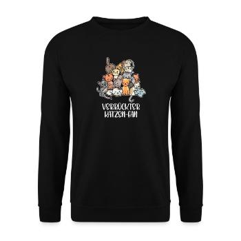 Katze Statement Kuscheltier Haustiere Heimtier - Unisex Pullover - Schwarz - Vorne - Alina (178cm) & Michal (187cm)