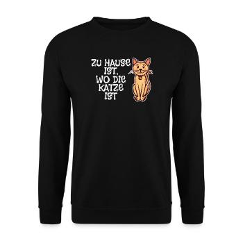 Haustiere Katze Statement Kuscheltier Tiere - Unisex Pullover - Schwarz - Vorne - Alina (178cm) & Michal (187cm)