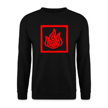 Symbol des Feuers im Quadrat - Unisex Pullover - Schwarz - Vorne - Alina (178cm) & Michal (187cm)