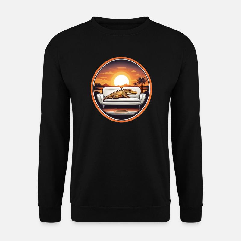 Alligator auf Sofa - Unisex Pullover - Schwarz