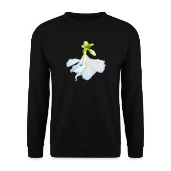 oleanderblüte unten, geschenke frauen - Unisex Pullover - Schwarz - Vorne - Alina (178cm) & Michal (187cm)