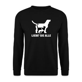 Katze Hund Statement Haustiere Häschen Tiere - Unisex Pullover - Schwarz - Vorne - Alina (178cm) & Michal (187cm)