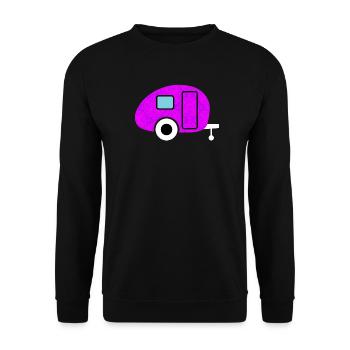 Caravan Caravan Camping Camper wallpaper pink retro - Unisex Sweatshirt - black - Front - Alina (178cm) & Michal (187cm)