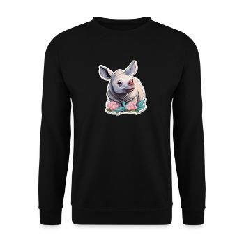 Mega Cute Rhino Cute Kawaii Shirt - Unisex Sweatshirt - black - Front - Alina (178cm) & Michal (187cm)