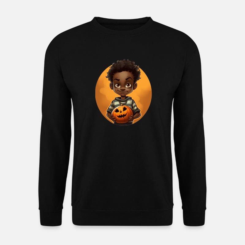 Süßer Halloween-Kind mit Kürbis - Unisex Pullover - Schwarz