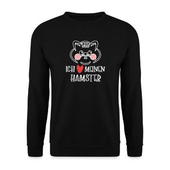 Hamster Heart Statement Animaux de compagnie Animal préféré - Sweat-shirt Unisexe - noir - Devant - Alina (178cm) & Michal (187cm)