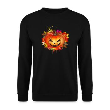 Halloween pumpkin with autumnal graffiti - Unisex Sweatshirt - black - Front - Alina (178cm) & Michal (187cm)