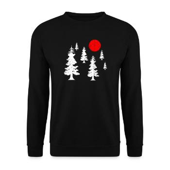 Soleil rouge sur pin blanc Silhouettes - Sweat-shirt Unisexe - noir - Devant - Alina (178cm) & Michal (187cm)