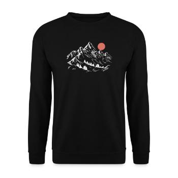 Schneebedeckte Gipfel unter roter Sonne - Unisex Pullover - Schwarz - Vorne - Alina (178cm) & Michal (187cm)