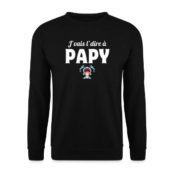 papy, grand-père, papi, j'vais le dire - Sweat-shirt Unisexe - noir - Devant - Alina (178cm) & Michal (187cm)