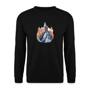 Bergsteiger beim Gipfelaufstieg - Unisex Pullover - Schwarz - Vorne - Alina (178cm) & Michal (187cm)