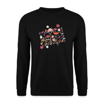 floral airmail frame with beautiful flowers - Unisex Sweatshirt - black - Front - Alina (178cm) & Michal (187cm)