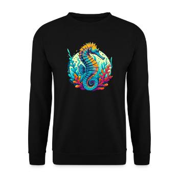 Seepferdchen - Unisex Pullover - Schwarz - Vorne - Alina (178cm) & Michal (187cm)