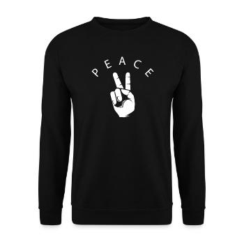 peace hand peace symbol hand finger sign icon - Unisex Sweatshirt - black - Front - Alina (178cm) & Michal (187cm)