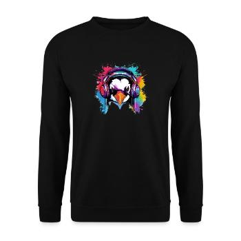 Penguin with headphones, penguins, animals, zoo animals - Unisex Sweatshirt - black - Front - Alina (178cm) & Michal (187cm)