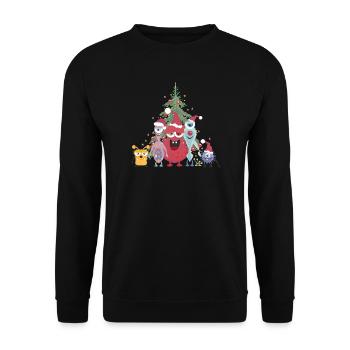 Cheerful Colorful Monster Family Celebrating Christmas - Unisex Sweatshirt - black - Front - Alina (178cm) & Michal (187cm)