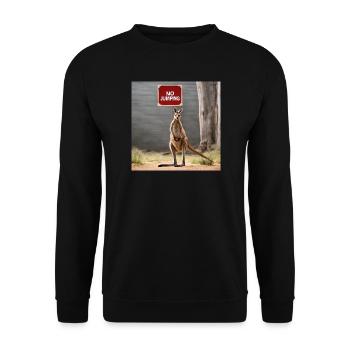 NoJumping - Kangaroo MEME - Unisex Pullover - Schwarz - Vorne - Alina (178cm) & Michal (187cm)