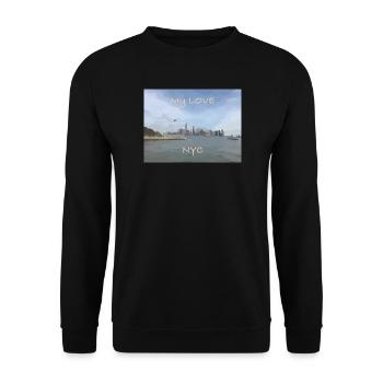 My Love NYC - Unisex Pullover - Schwarz - Vorne - Alina (178cm) & Michal (187cm)