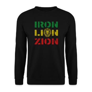 iron lion zion, rasta colours - Unisex Pullover - Schwarz - Vorne - Alina (178cm) & Michal (187cm)