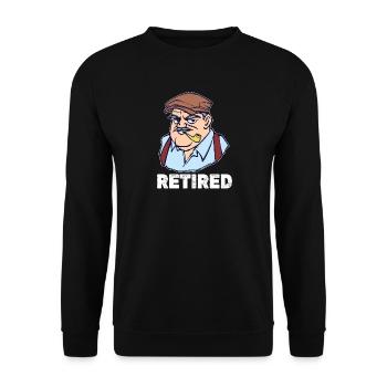 Ruhestand Spruch Rentner Pensionär Freizeit - Unisex Pullover - Schwarz - Vorne - Alina (178cm) & Michal (187cm)