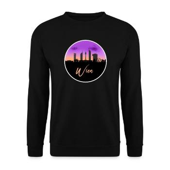 Wien Fineline Skyline - Unisex Pullover - Schwarz - Vorne - Alina (178cm) & Michal (187cm)