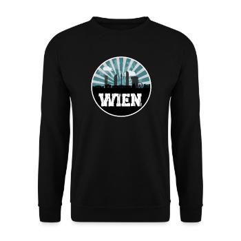 Wien Blue Hour Skyline - Unisex Pullover - Schwarz - Vorne - Alina (178cm) & Michal (187cm)