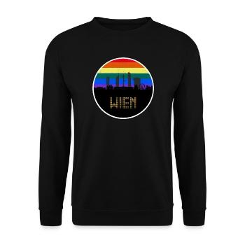 Wien Regebogen Skyline - Unisex Pullover - Schwarz - Vorne - Alina (178cm) & Michal (187cm)