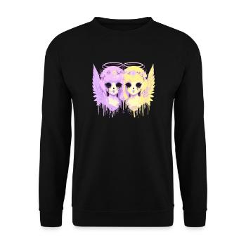 Doppelte Gelassenheit: Verträumte pastellfarbene Gothic-Engel - Unisex Pullover - Schwarz - Vorne - Alina (178cm) & Michal (187cm)