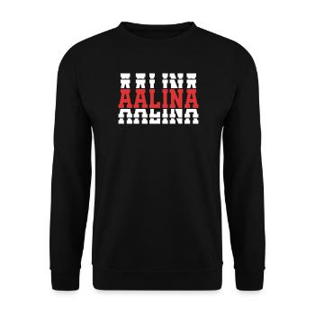t-shirt Aalina t-shirt texte empilé idée cadeau - Sweat-shirt Unisexe - noir - Devant - Alina (178cm) & Michal (187cm)