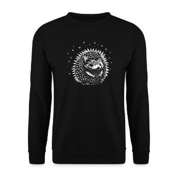 Igel mit Sternen für Herbst und Naturfreunde - Unisex Pullover - Schwarz - Vorne - Alina (178cm) & Michal (187cm)