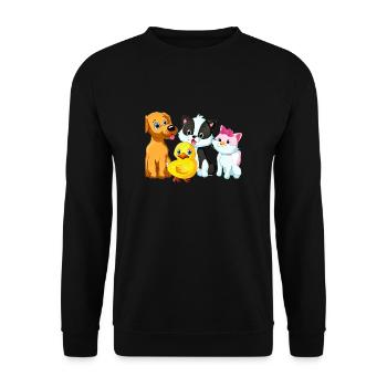 Adorable Puppy Cat Duck Illustration - Unisex Sweatshirt - black - Front - Alina (178cm) & Michal (187cm)