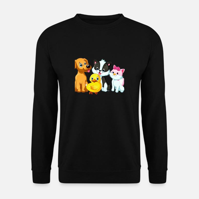 adorable chiot chat canard illustration - Sweat-shirt Unisexe - noir